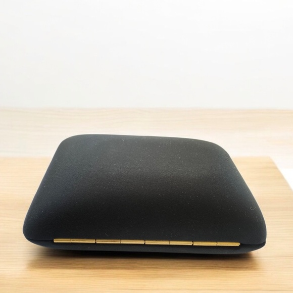 Rodo Black Satin Clutch Evening Bag With Gold Swarovski Crystals Closure, Metal - Picture 6 of 11